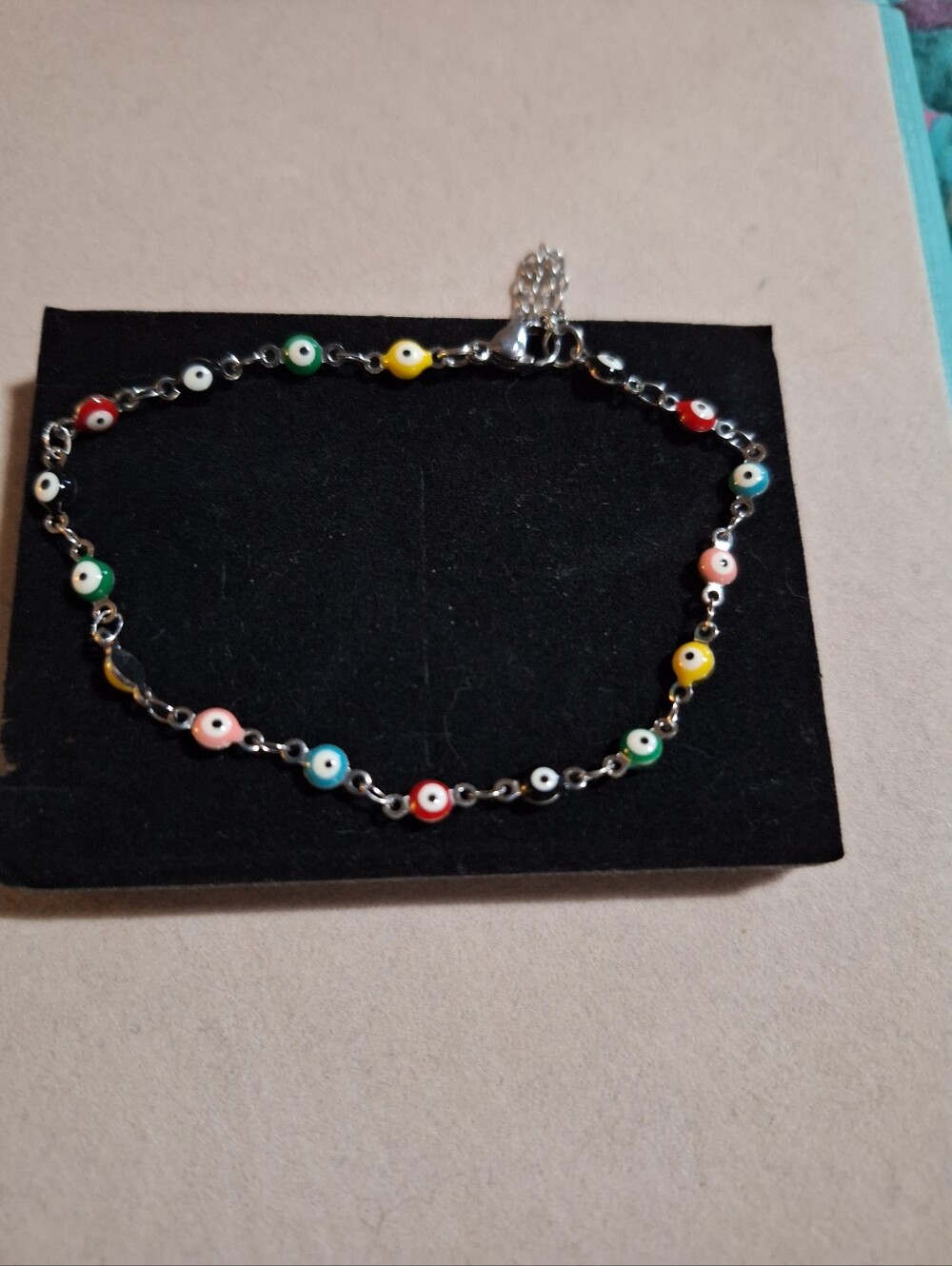 Multicolor Evil Eye Beaded Link Anklet - Women's Jewelry